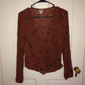 orange sunflower tie long sleeve